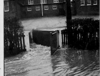  1946 View of school in the floods.